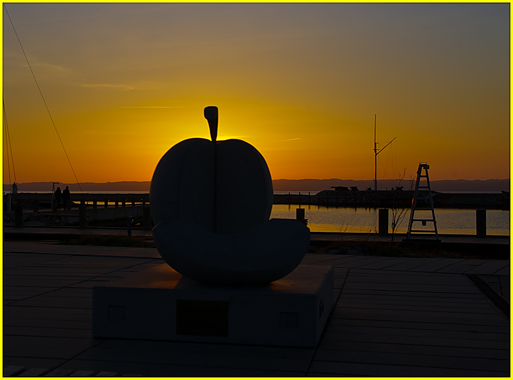IMGP9809.jpg - UGE 13: Æblet ved Glasmuseet imod solnedgangen.